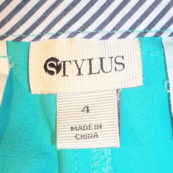 Stylus Womens Shorts Size 4 Casual Flat Front Pockets Belt Loops Zip Teal - Picture 4 of 6